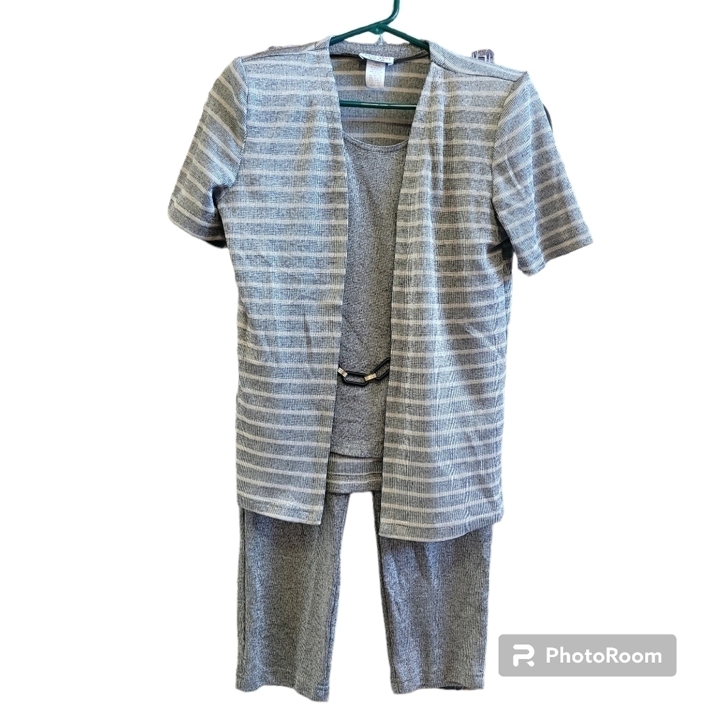 Small Mint Green Gray Pant Suit with Jeweled Belt Coordinated Set